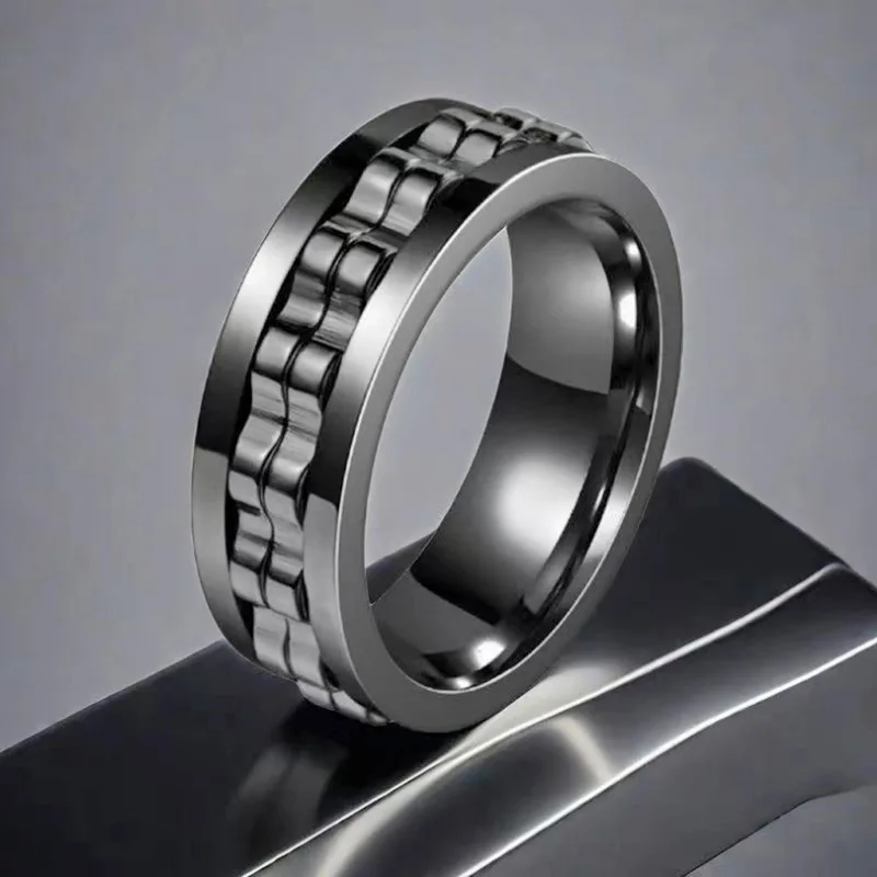 EDC Fidget Sliders Fashion Accessory Ratchet Ring Stress Relief for Adults Metal ADHD Casual Fidget Rings Haptic Coin