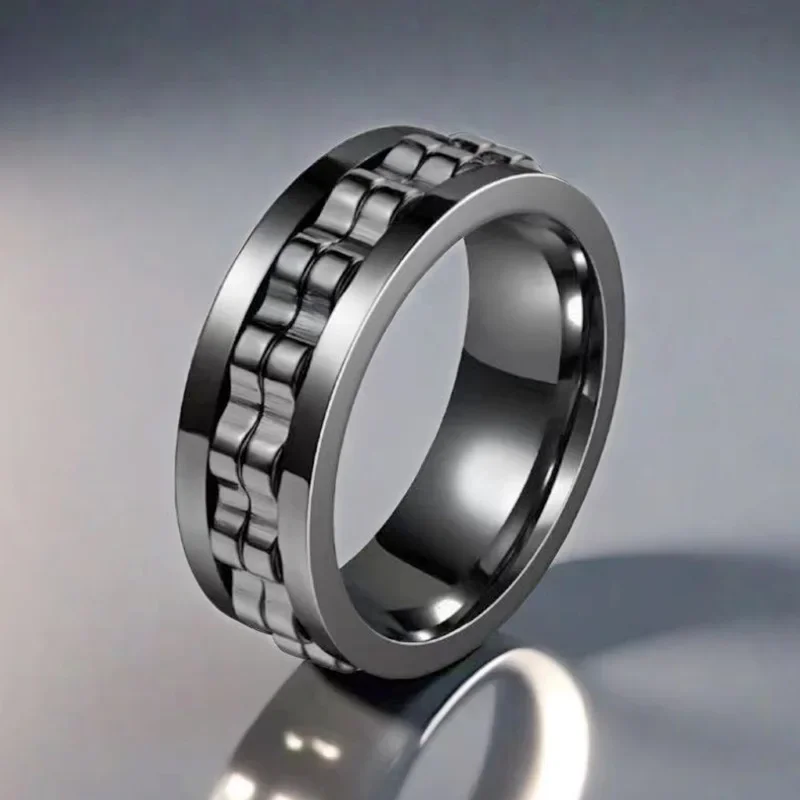 EDC Fidget Sliders Fashion Accessory Ratchet Ring Stress Relief for Adults Metal ADHD Casual Fidget Rings Haptic Coin
