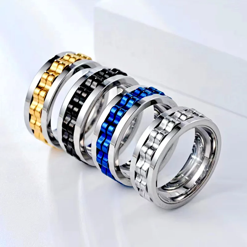EDC Fidget Sliders Fashion Accessory Ratchet Ring Stress Relief for Adults Metal ADHD Casual Fidget Rings Haptic Coin
