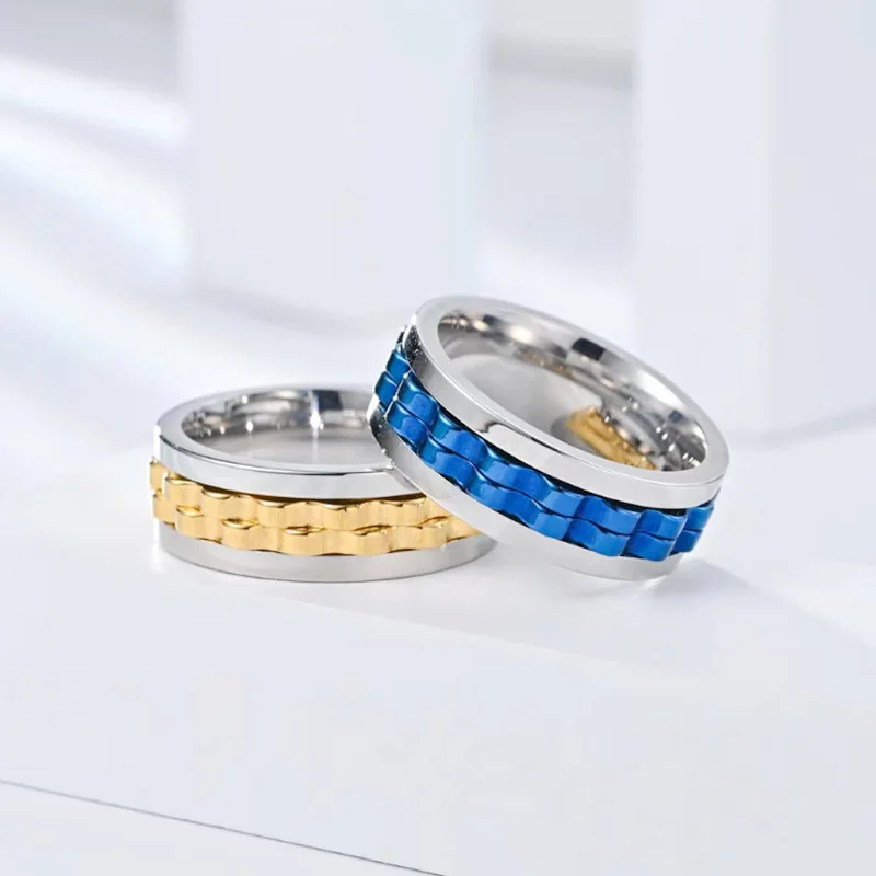 EDC Fidget Sliders Fashion Accessory Ratchet Ring Stress Relief for Adults Metal ADHD Casual Fidget Rings Haptic Coin