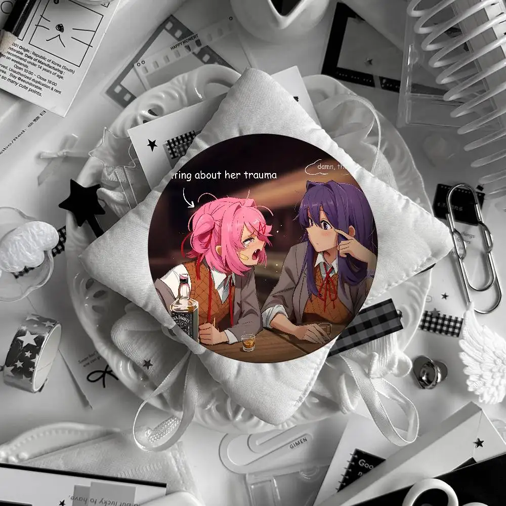 Anime D-Doki Doki Literature Club! Brooches Stylish Ornament Pins Exquisite Round Badge Bag Accessories Jewelry Gifts