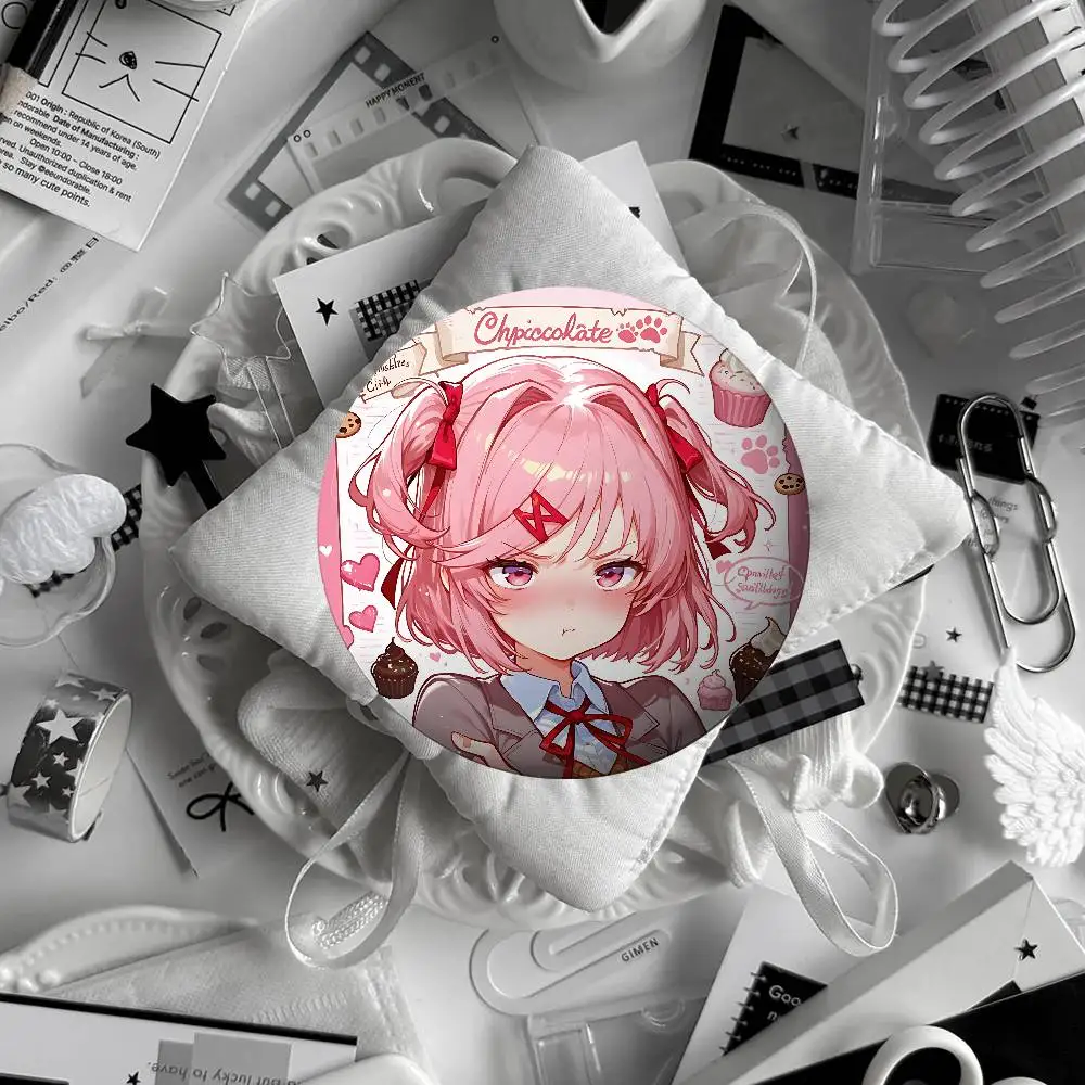 Anime D-Doki Doki Literature Club! Brooches Stylish Ornament Pins Exquisite Round Badge Bag Accessories Jewelry Gifts