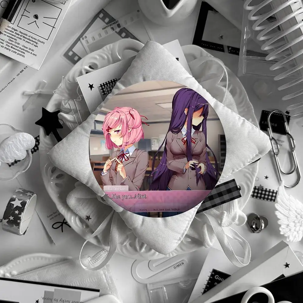 Anime D-Doki Doki Literature Club! Brooches Stylish Ornament Pins Exquisite Round Badge Bag Accessories Jewelry Gifts
