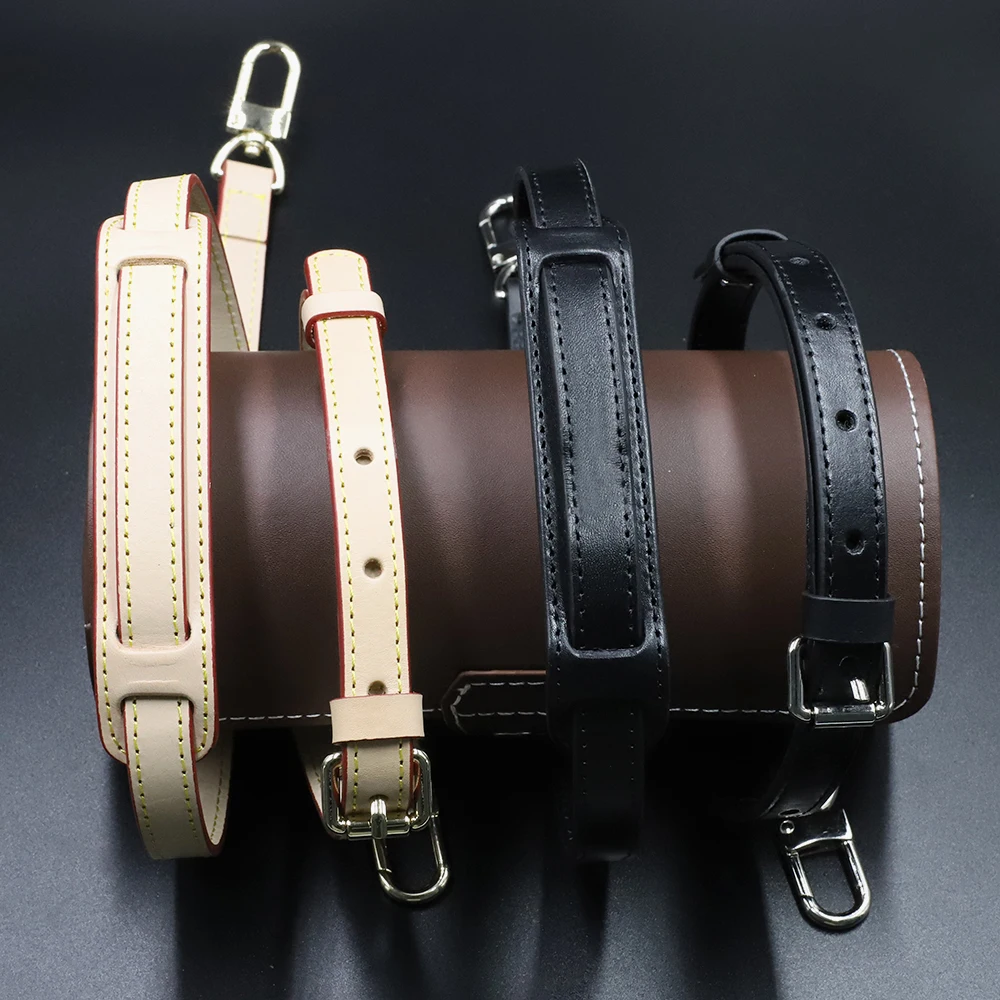 High Quality Genuine Leather Bag Strap Length 105CM-125CM Luxury Adjustable Shoulder Strap Black/Beige Women Bag Accessorie