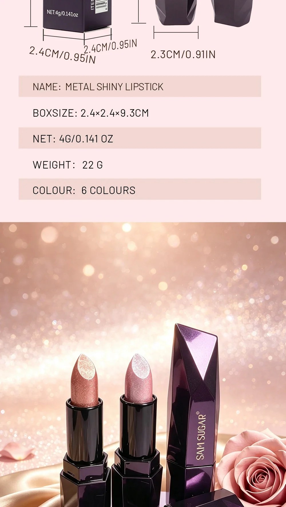 Metallic Twinkling Lipstick Moisturizing Lip Color Waterproof Lasting Pearly Lip Gloss Brilliant Charming Lips Cosmetic
