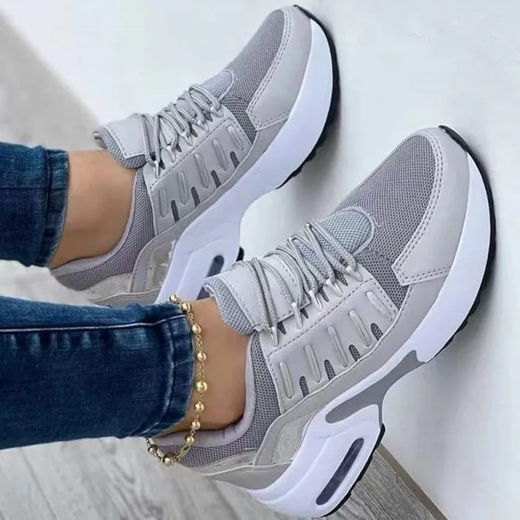 Women's Shoes Spring and Autumn New Mesh Breathable Casual Shoes Outdoor Lightweight Non-slip Wedge Heel Thick-soled Sneakers