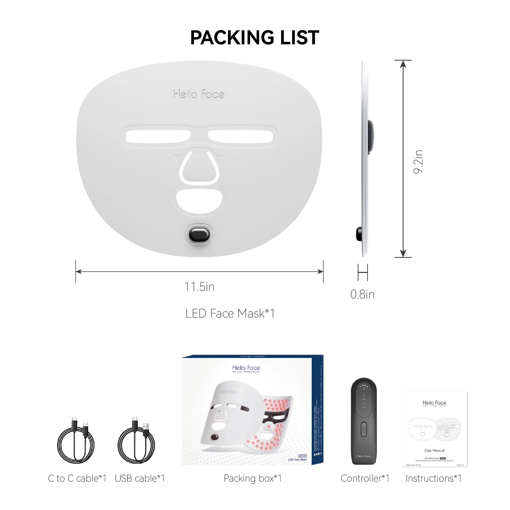 Hello Face Wireless Near-Infrared and Red Light Facial Mask For Powerful Professional Ultra-light Mask