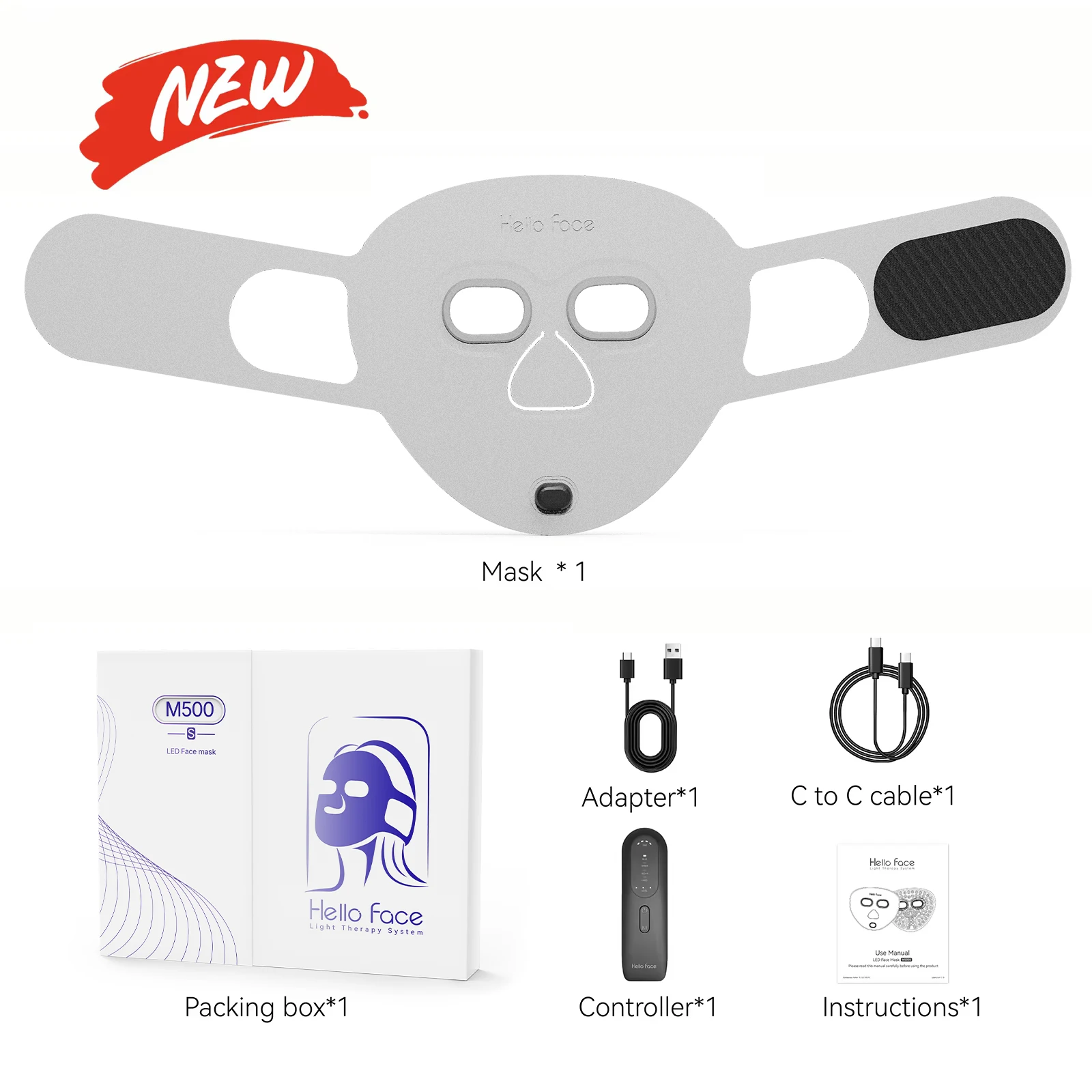 Hello Face Wireless Near-Infrared and Red Light Facial Mask For Powerful Professional Ultra-light Mask