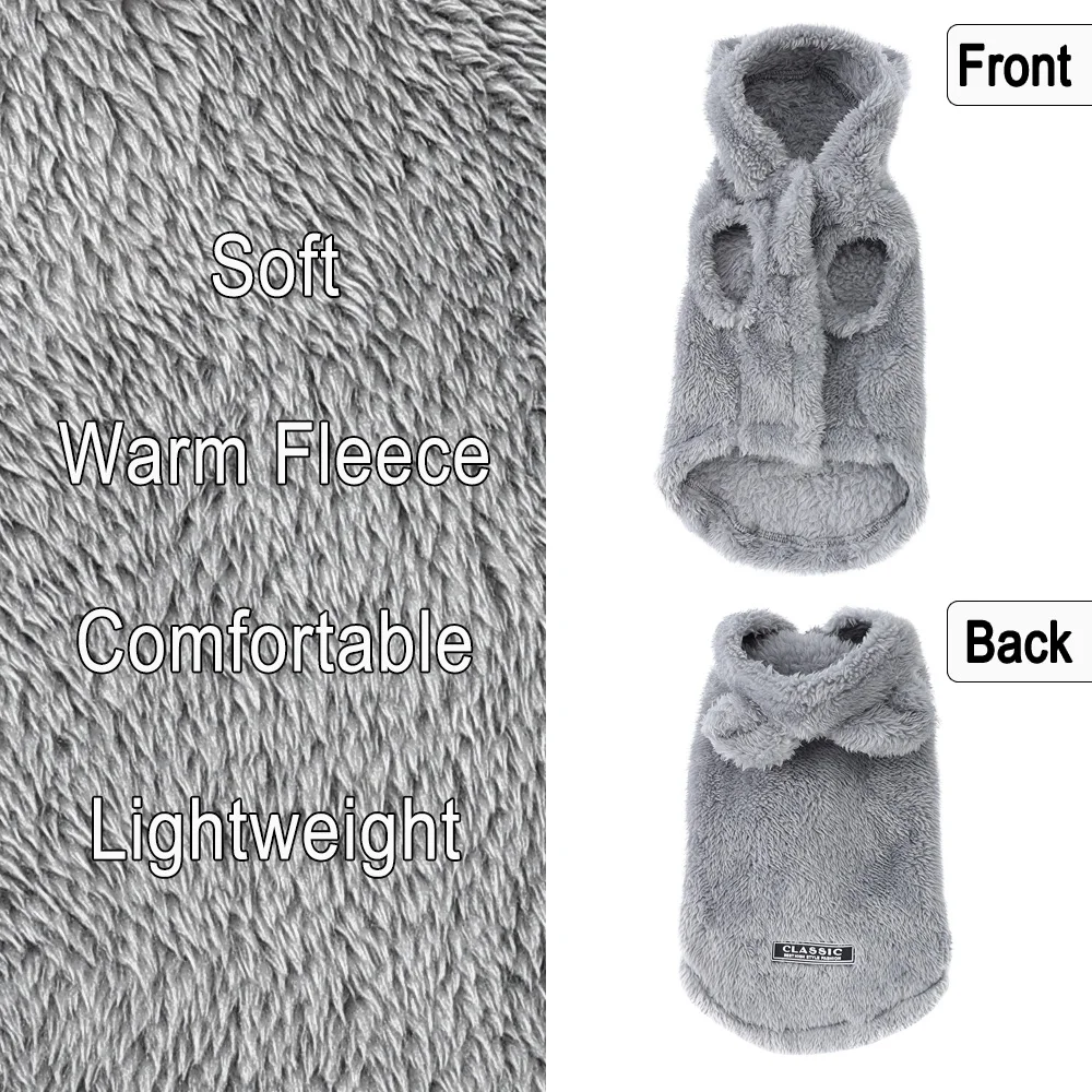 Soft Fleece Pet Dog Coat For Small Medium Dogs Cats Winter Warm Puppy Hoodie Sweater French Bulldog Jacket Chihuahua Clothes
