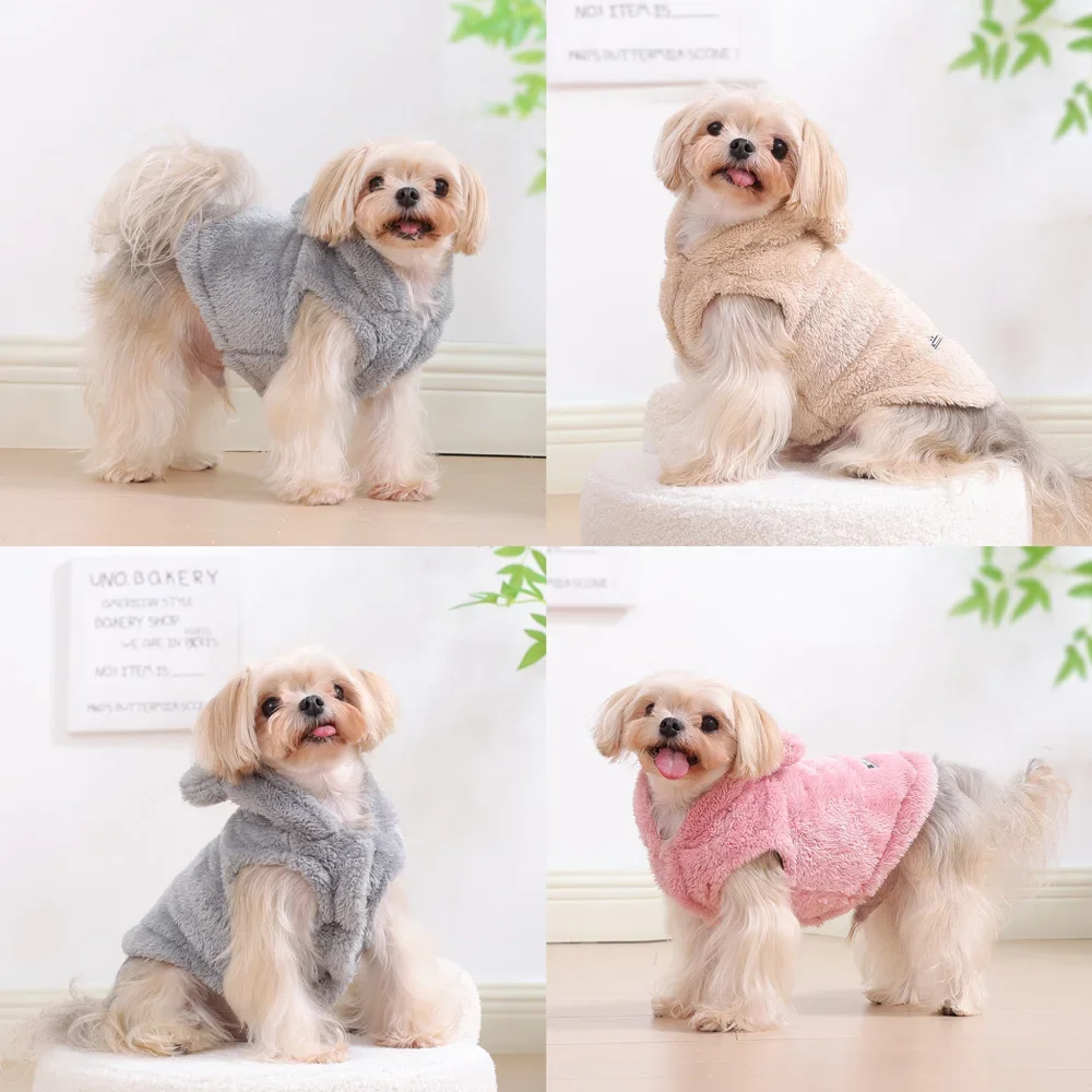 Soft Fleece Pet Dog Coat For Small Medium Dogs Cats Winter Warm Puppy Hoodie Sweater French Bulldog Jacket Chihuahua Clothes