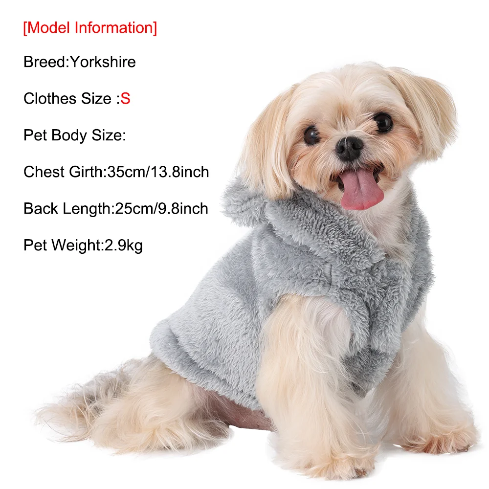 Soft Fleece Pet Dog Coat For Small Medium Dogs Cats Winter Warm Puppy Hoodie Sweater French Bulldog Jacket Chihuahua Clothes