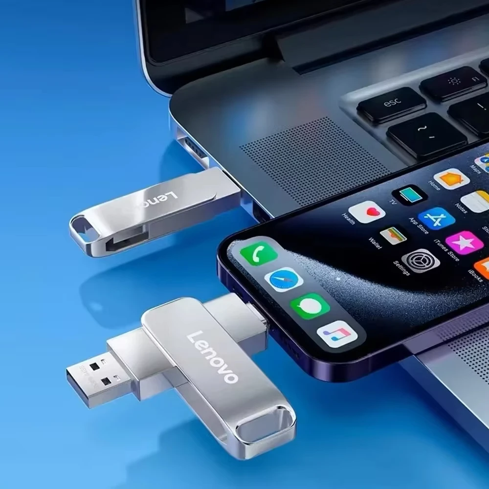 Lenovo High-Speed Type-C 2-in-1 USB Flash Drive OTG Pen Drive Memory Stick Pendrive 512GB 128GB 256GB for Phone PC Network Card