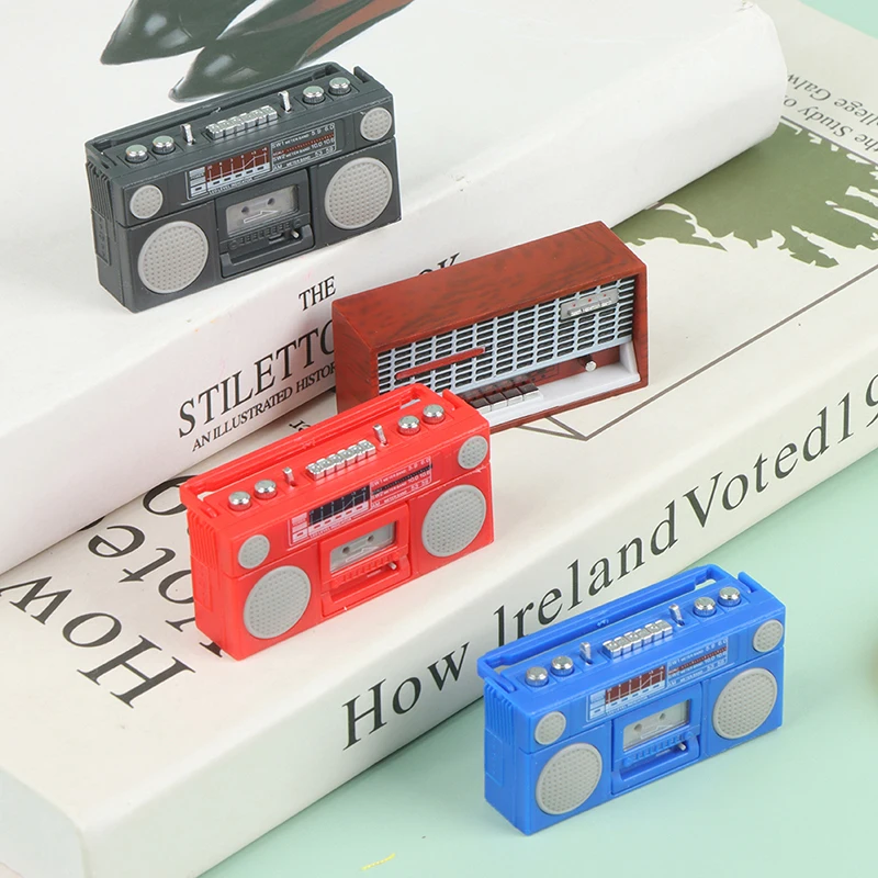 Cute 1/12 Scale Miniature Dollhouse Vintage Radio / Mini Tape-recorder Model Doll House Furniture Decoration Accessories Toy
