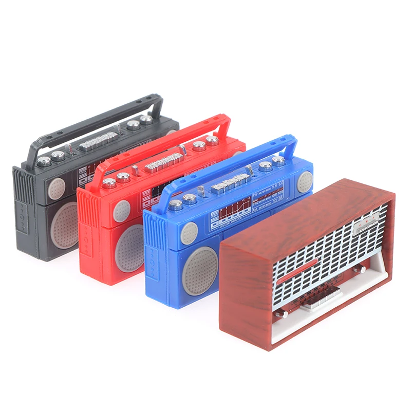 Cute 1/12 Scale Miniature Dollhouse Vintage Radio / Mini Tape-recorder Model Doll House Furniture Decoration Accessories Toy