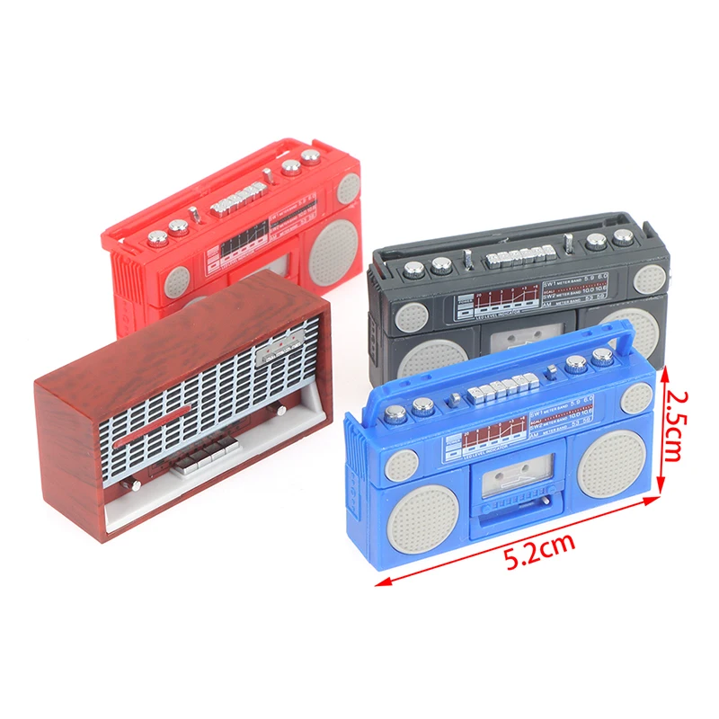 Cute 1/12 Scale Miniature Dollhouse Vintage Radio / Mini Tape-recorder Model Doll House Furniture Decoration Accessories Toy