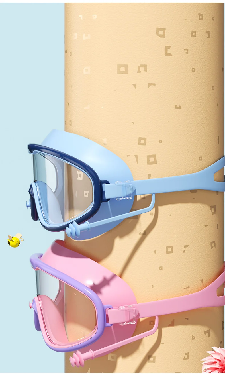 Kids Swimming Goggles Big Frame HD View Anti-fog Waterproof Children's Swim Goggles Boys and Girls Multi-color to Choose