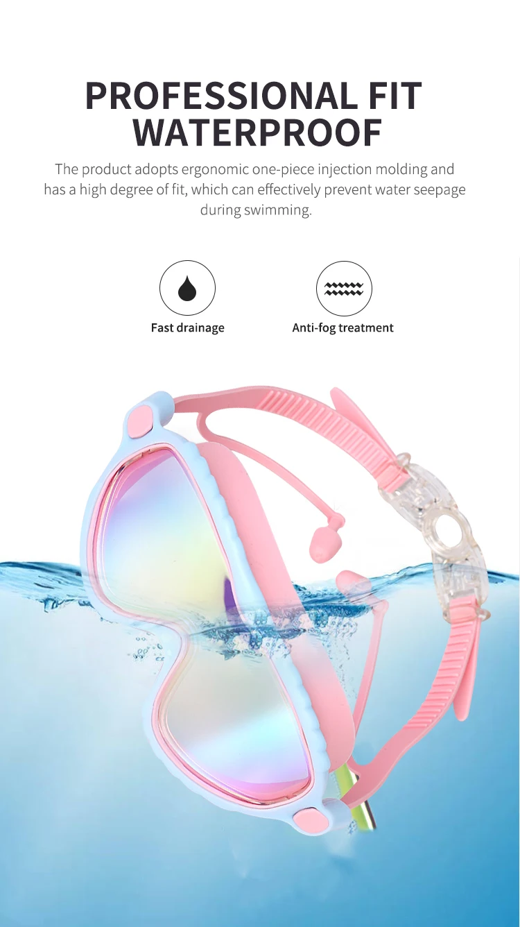 Kids Swimming Goggles for Boys & Girls (3-15 Years) - Big Frame HD View, Anti-Fog, No-Leak, Comfortable Silicone Swim Goggles