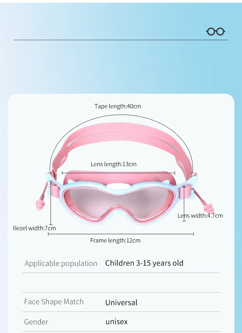 Kids Swimming Goggles for Boys & Girls (3-15 Years) - Big Frame HD View, Anti-Fog, No-Leak, Comfortable Silicone Swim Goggles