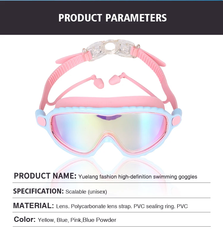 Kids Swimming Goggles for Boys & Girls (3-15 Years) - Big Frame HD View, Anti-Fog, No-Leak, Comfortable Silicone Swim Goggles