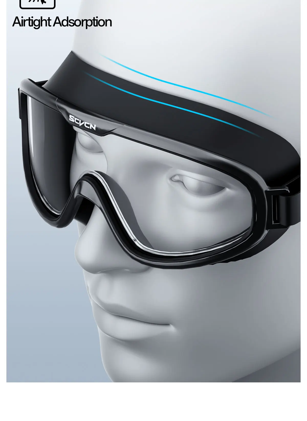 SCVCN Swimming Goggles Full Frame Swim Eyewear Clear Anti-fog Anti-ultraviolet Safe Water Lenses Accessories Triathlon Men Women