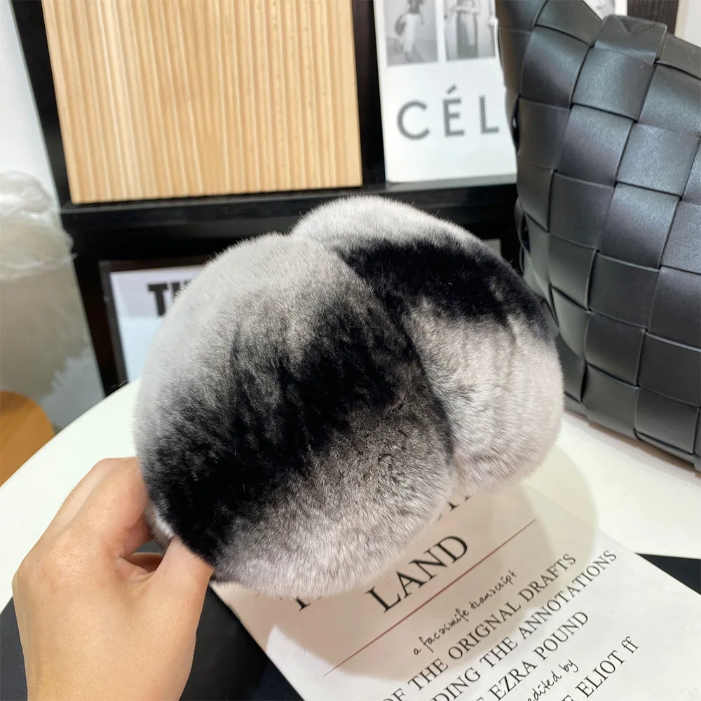 Ear Muffs For Women Winter EarWarmers Soft Warm Cable Furry Real Rex Rabbit Ear Covers For Cold Weather
