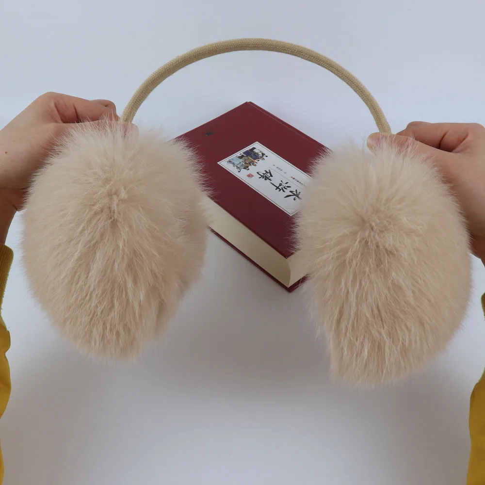 New Winter Real Fox Fur Earmuffs for Women Natural Fox Fur Scarves Dual Use Genuine Warmer Plush EarMuff Outdoor Solid Fur Scarf