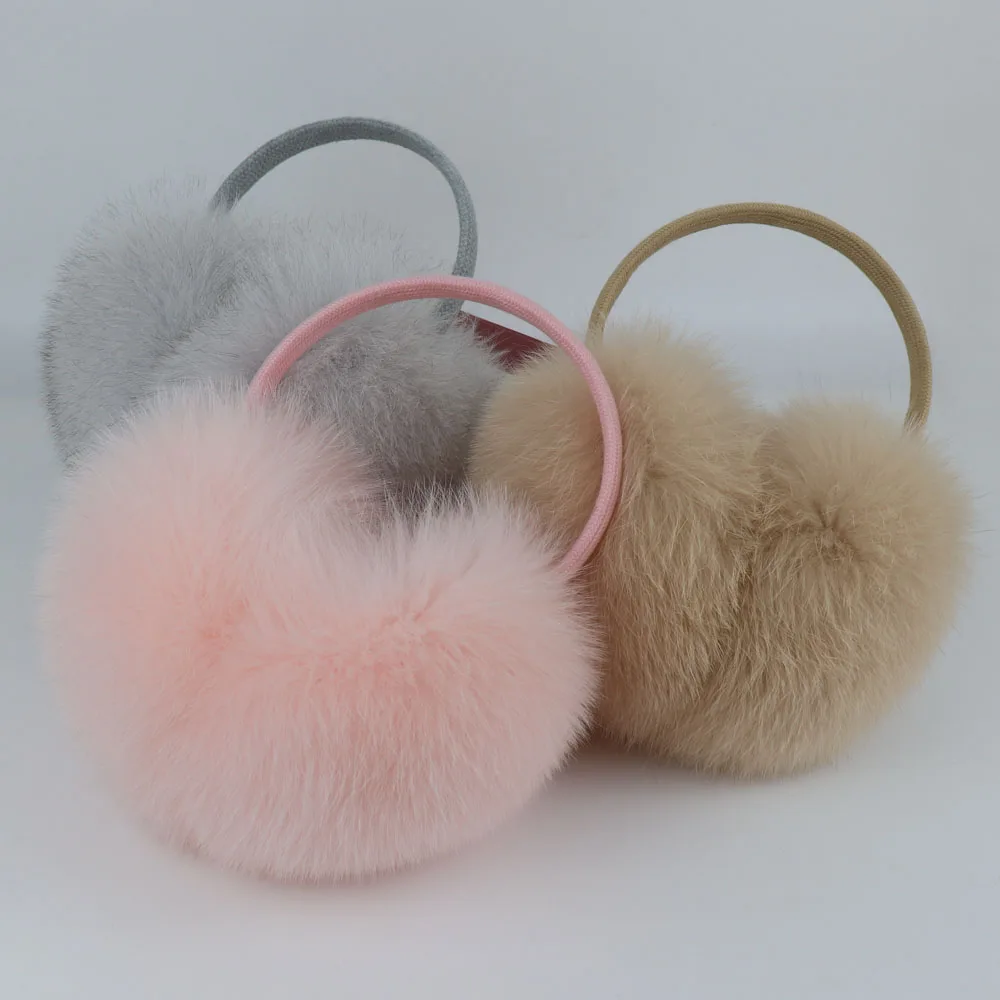 New Winter Real Fox Fur Earmuffs for Women Natural Fox Fur Scarves Dual Use Genuine Warmer Plush EarMuff Outdoor Solid Fur Scarf