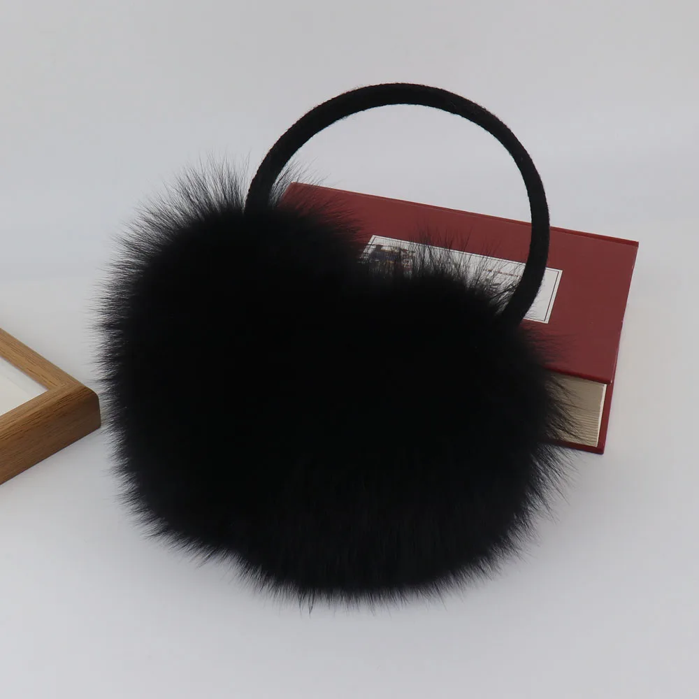 New Winter Real Fox Fur Earmuffs for Women Natural Fox Fur Scarves Dual Use Genuine Warmer Plush EarMuff Outdoor Solid Fur Scarf
