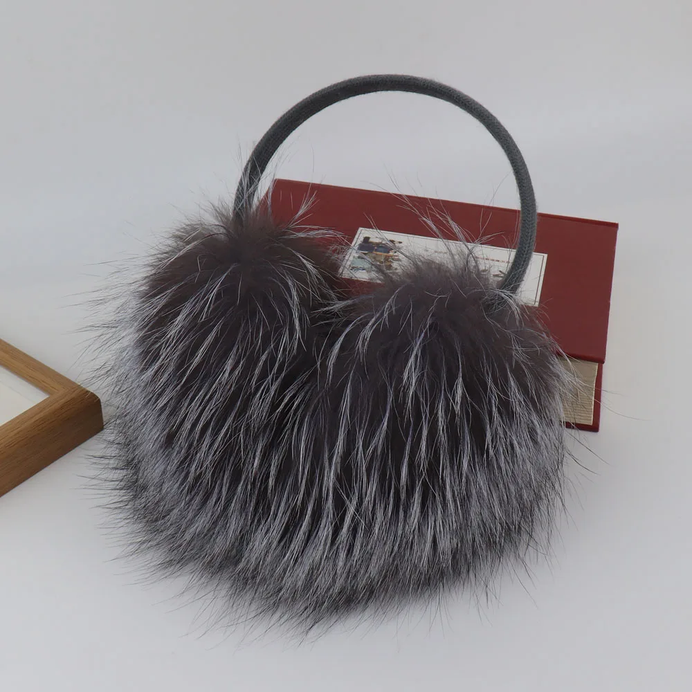 New Winter Real Fox Fur Earmuffs for Women Natural Fox Fur Scarves Dual Use Genuine Warmer Plush EarMuff Outdoor Solid Fur Scarf