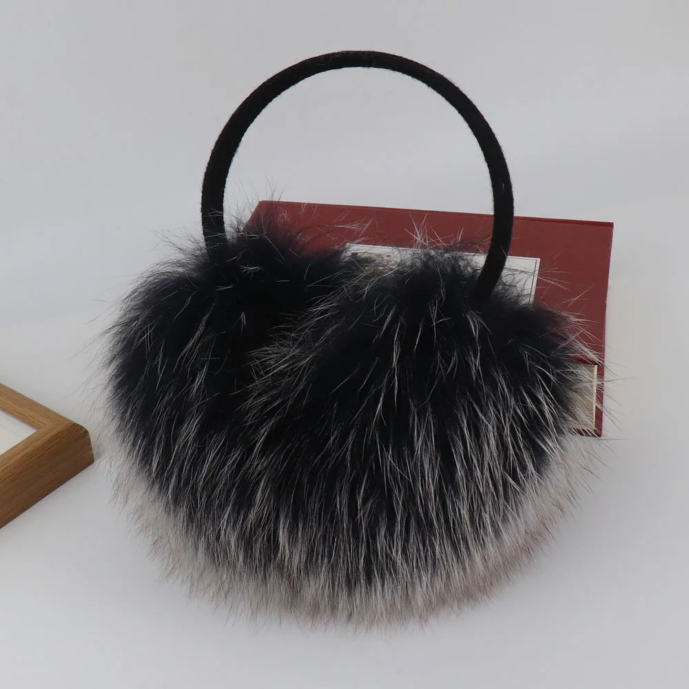 New Winter Real Fox Fur Earmuffs for Women Natural Fox Fur Scarves Dual Use Genuine Warmer Plush EarMuff Outdoor Solid Fur Scarf