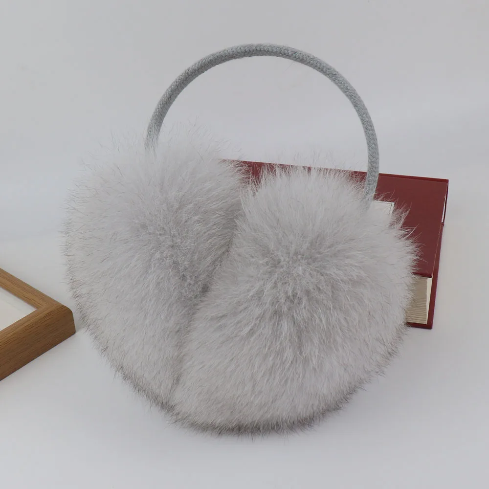 New Winter Real Fox Fur Earmuffs for Women Natural Fox Fur Scarves Dual Use Genuine Warmer Plush EarMuff Outdoor Solid Fur Scarf