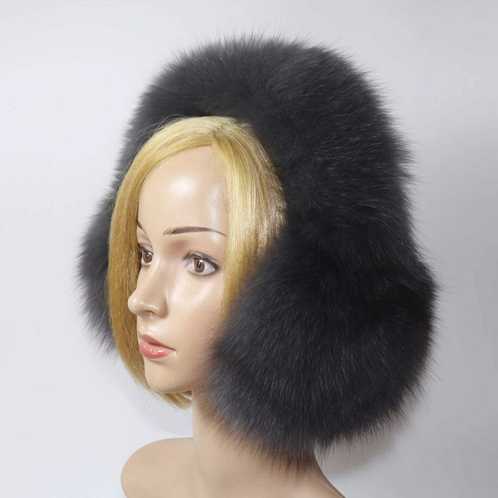 Real Fox Fur Earmuffs For Winter Women Warm Natural Raccoon Fur Earmuffs Girls Ear Warmer Genuine Fur Scarves Plush Ear Muff