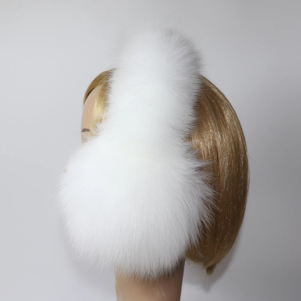 Real Fox Fur Earmuffs For Winter Women Warm Natural Raccoon Fur Earmuffs Girls Ear Warmer Genuine Fur Scarves Plush Ear Muff