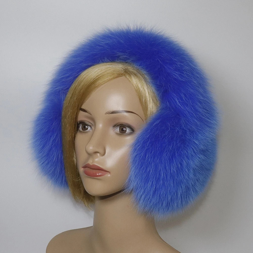 Real Fox Fur Earmuffs For Winter Women Warm Natural Raccoon Fur Earmuffs Girls Ear Warmer Genuine Fur Scarves Plush Ear Muff