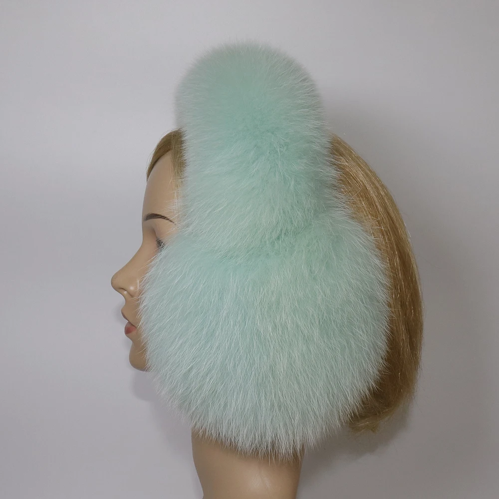 Real Fox Fur Earmuffs For Winter Women Warm Natural Raccoon Fur Earmuffs Girls Ear Warmer Genuine Fur Scarves Plush Ear Muff