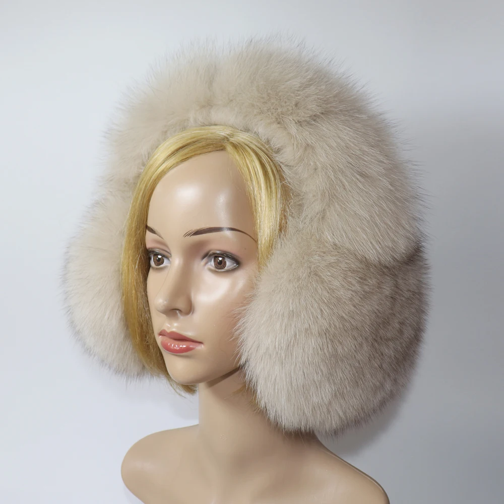Real Fox Fur Earmuffs For Winter Women Warm Natural Raccoon Fur Earmuffs Girls Ear Warmer Genuine Fur Scarves Plush Ear Muff
