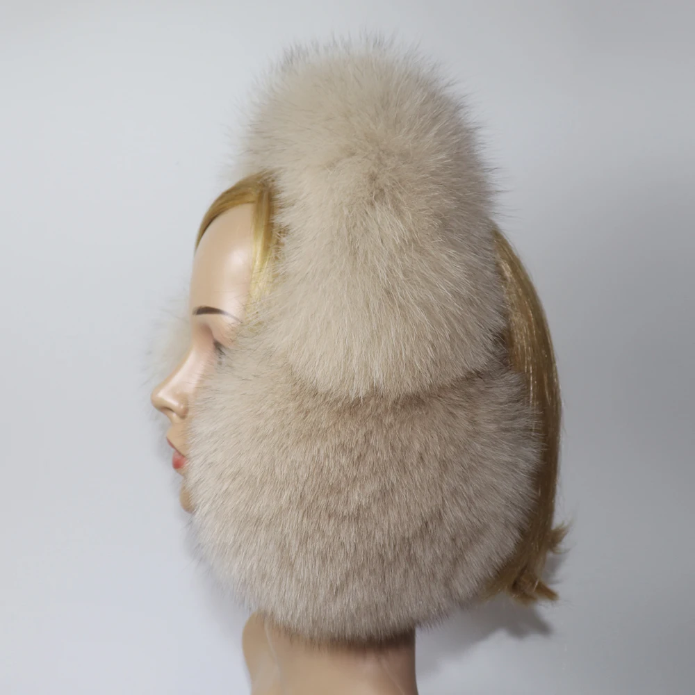 Real Fox Fur Earmuffs For Winter Women Warm Natural Raccoon Fur Earmuffs Girls Ear Warmer Genuine Fur Scarves Plush Ear Muff