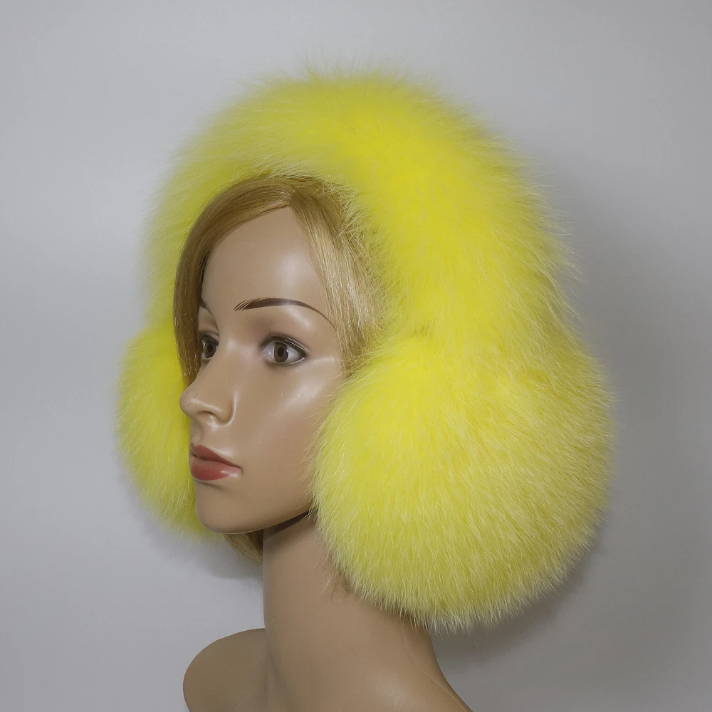 Real Fox Fur Earmuffs For Winter Women Warm Natural Raccoon Fur Earmuffs Girls Ear Warmer Genuine Fur Scarves Plush Ear Muff