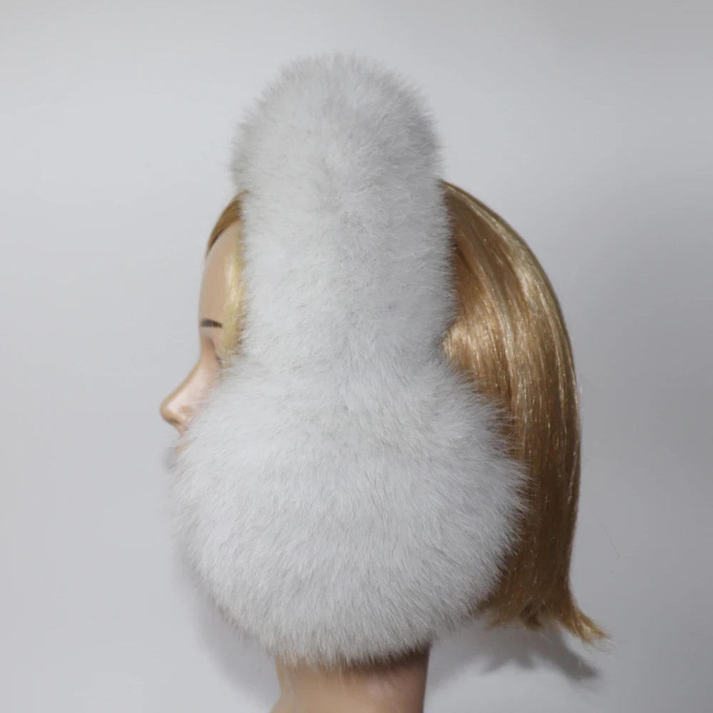 Real Fox Fur Earmuffs For Winter Women Warm Natural Raccoon Fur Earmuffs Girls Ear Warmer Genuine Fur Scarves Plush Ear Muff