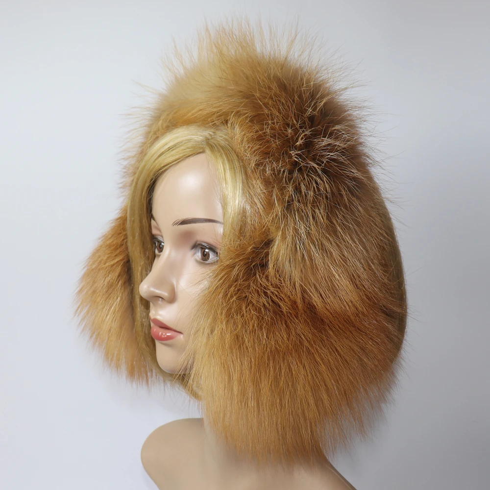 Real Fox Fur Earmuffs For Winter Women Warm Natural Raccoon Fur Earmuffs Girls Ear Warmer Genuine Fur Scarves Plush Ear Muff