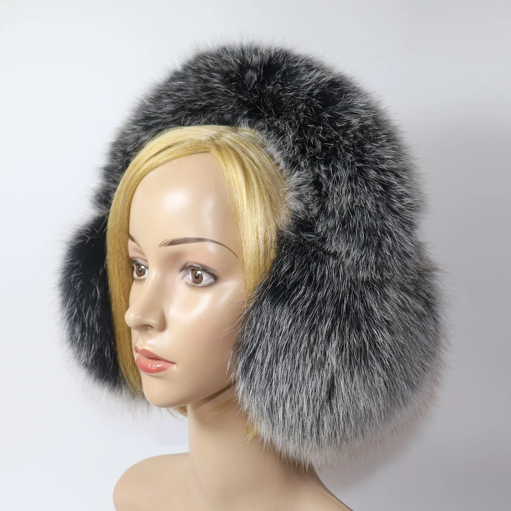 Real Fox Fur Earmuffs For Winter Women Warm Natural Raccoon Fur Earmuffs Girls Ear Warmer Genuine Fur Scarves Plush Ear Muff