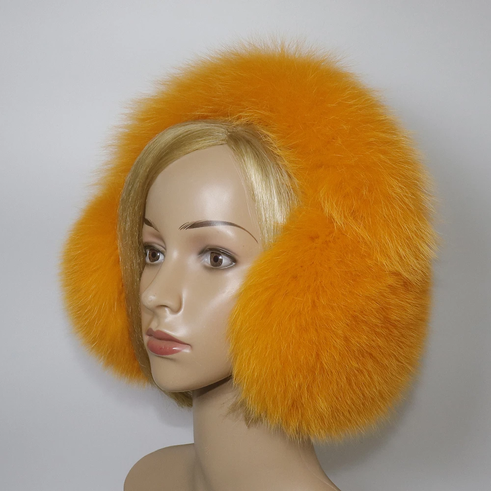 Real Fox Fur Earmuffs For Winter Women Warm Natural Raccoon Fur Earmuffs Girls Ear Warmer Genuine Fur Scarves Plush Ear Muff