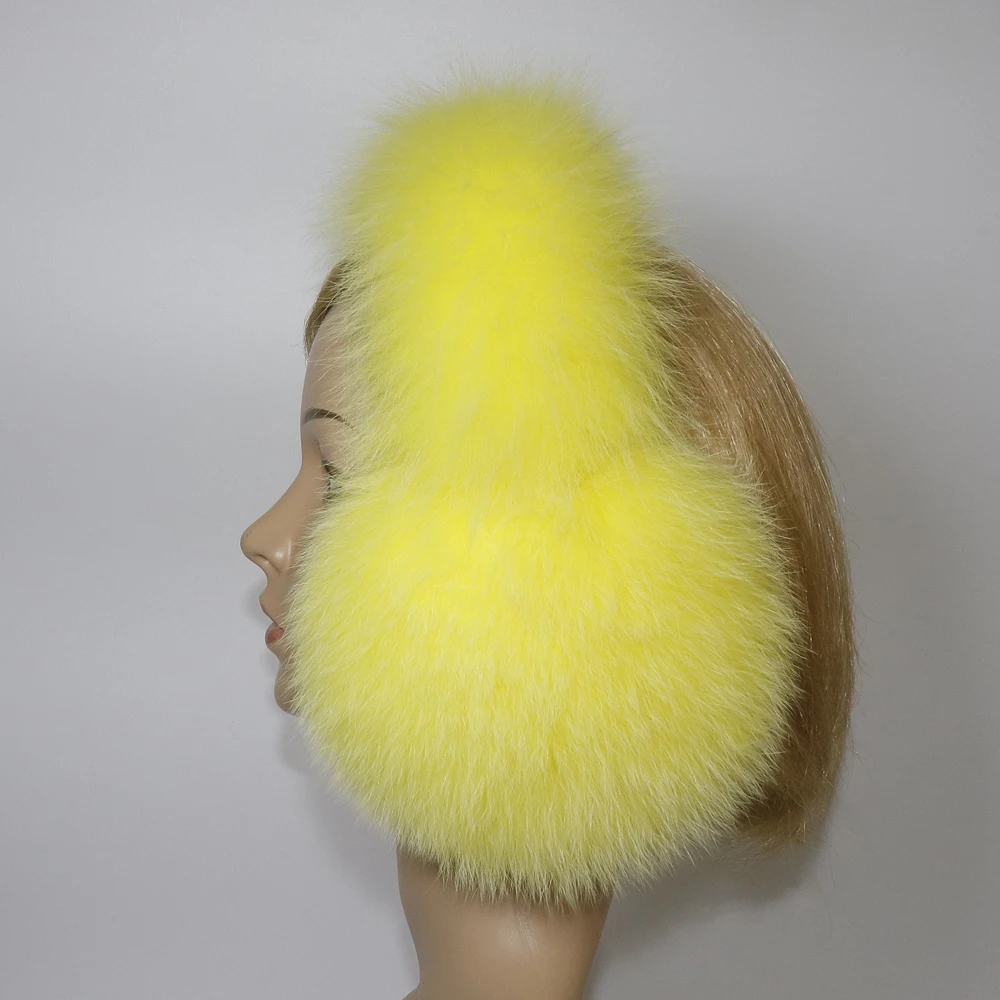 Real Fox Fur Earmuffs For Winter Women Warm Natural Raccoon Fur Earmuffs Girls Ear Warmer Genuine Fur Scarves Plush Ear Muff