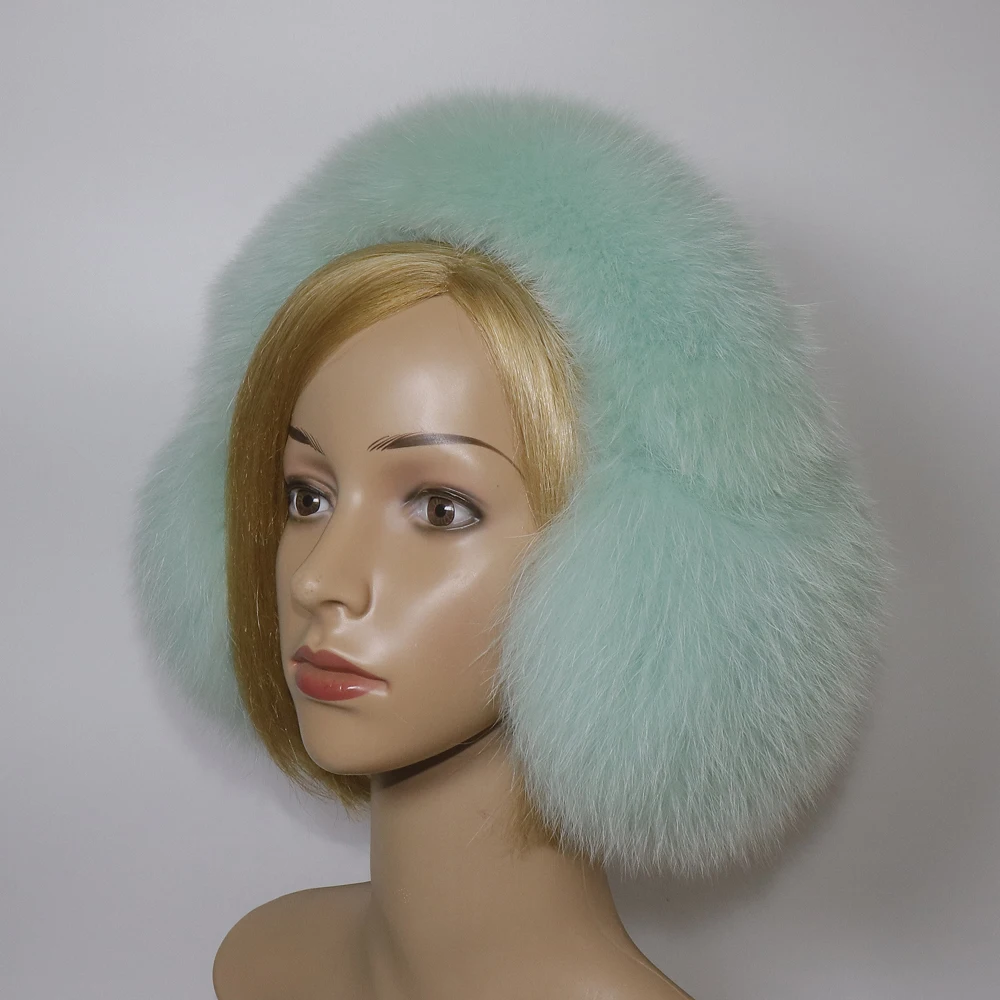 Real Fox Fur Earmuffs For Winter Women Warm Natural Raccoon Fur Earmuffs Girls Ear Warmer Genuine Fur Scarves Plush Ear Muff