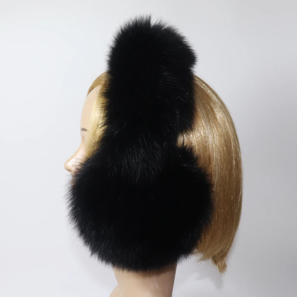 Real Fox Fur Earmuffs For Winter Women Warm Natural Raccoon Fur Earmuffs Girls Ear Warmer Genuine Fur Scarves Plush Ear Muff