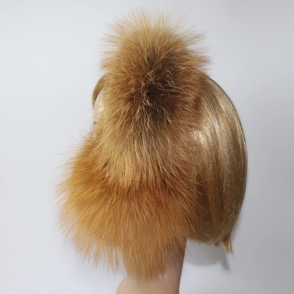 Real Fox Fur Earmuffs For Winter Women Warm Natural Raccoon Fur Earmuffs Girls Ear Warmer Genuine Fur Scarves Plush Ear Muff