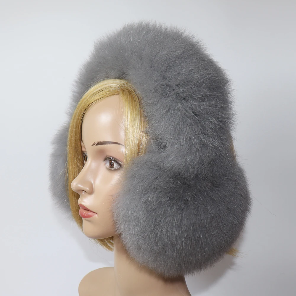 Real Fox Fur Earmuffs For Winter Women Warm Natural Raccoon Fur Earmuffs Girls Ear Warmer Genuine Fur Scarves Plush Ear Muff