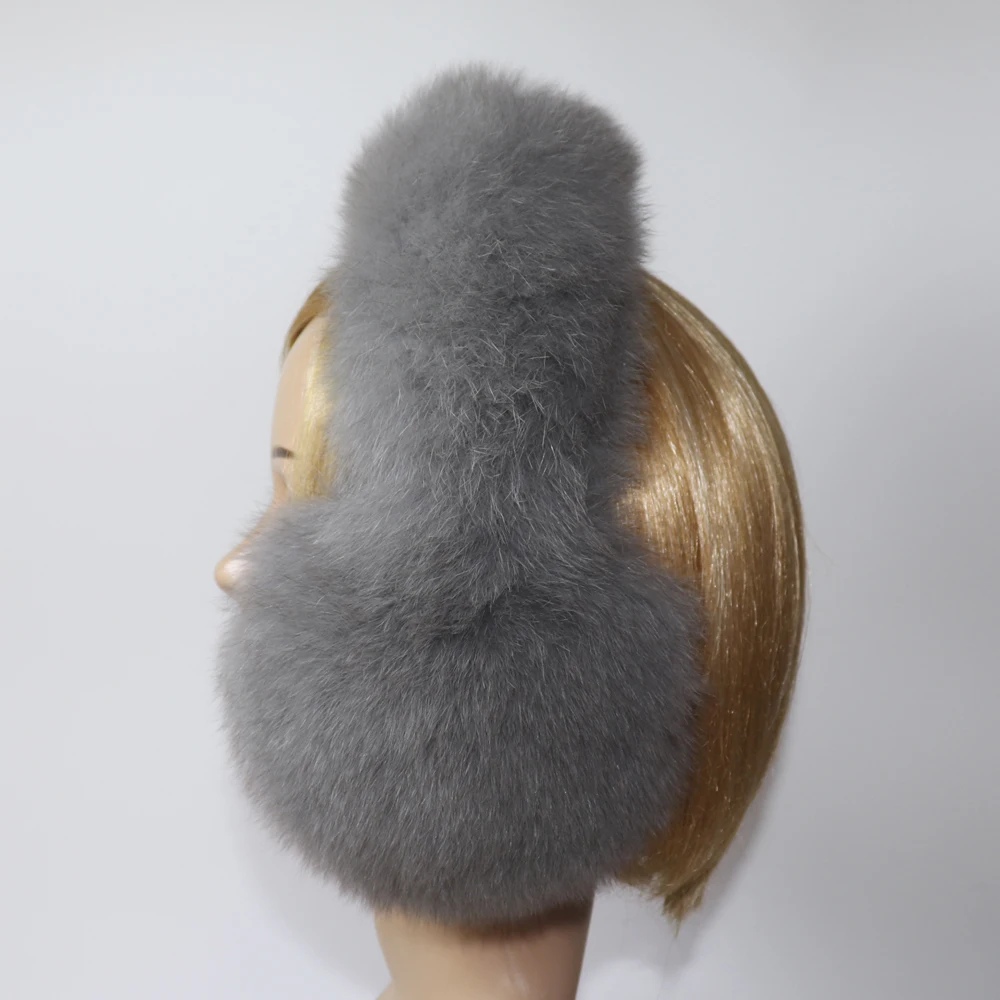 Real Fox Fur Earmuffs For Winter Women Warm Natural Raccoon Fur Earmuffs Girls Ear Warmer Genuine Fur Scarves Plush Ear Muff