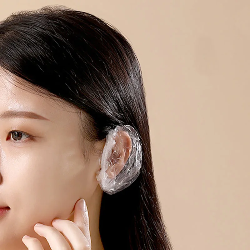 300Pcs Waterproof Earmuffs Disposable Earmuff Transparent Elastic Shower Hair Dye Protection Tool Shield Waterproof Earpack