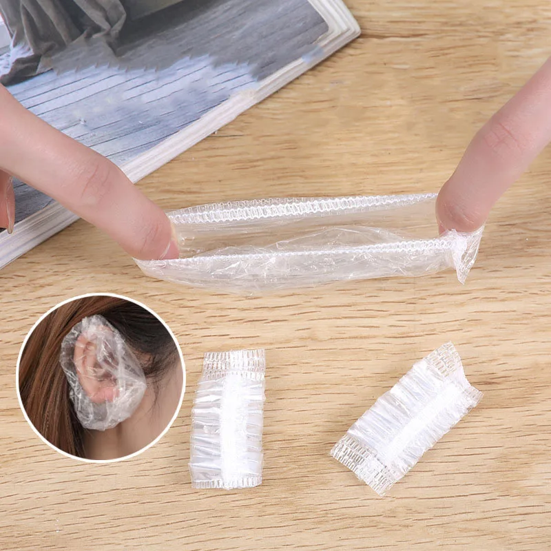 300Pcs Waterproof Earmuffs Disposable Earmuff Transparent Elastic Shower Hair Dye Protection Tool Shield Waterproof Earpack